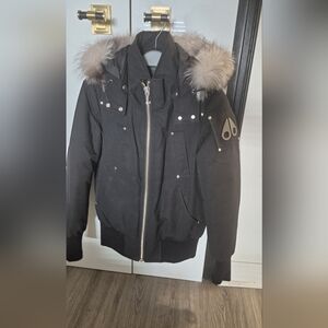 New Moose Knuckles Black Jacket with Fur Trim 100% Authentic